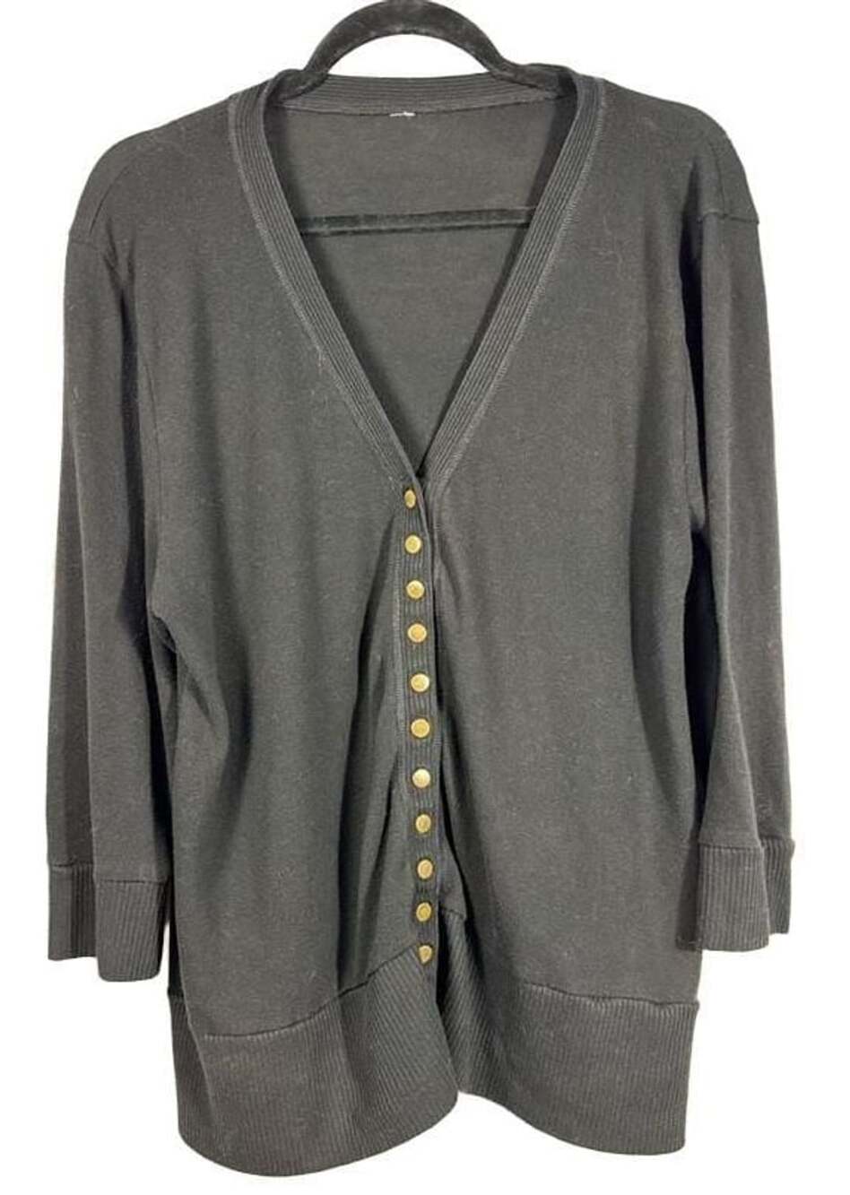 Zenana Outfitters V-Neck Cardigan Black Snap Button Sweater